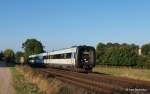 DSB IC 3 5285 ist am 06.09.13 als EC 31 nach Kopenhagen bei Ratekau auf der Vogelfluglinie Richtung Fehmarn unterwegs.