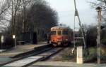 VNJ (Varde-Nørre Nebel Jernbane) Schienenbus (MB; Hägglund 1953) Haltepunkt Frisvadvej, Varde, am 24.