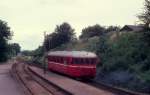 OHJ (Odsherreds Jernbane): HTJ-Schienenbus S 2x (Hilding Carlsson, Umeå, Schweden 1951) Bahnhof Fårevejle am 25.