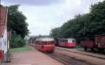 OHJ (Odsherreds Jernbane): HTJ-Schienenbus S xx (Hilding Carlsson, Umeå, Schweden 1951) Bahnhof Nørre Asmindrup am 25.