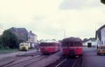 OHJ (Odsherreds Jernbane): Zwei Schienenenbusse (Hilding Carlsson, Umeå, Schweden 1951) treffen sich am 25.