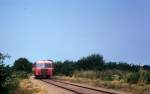 HHGB, Helsingr-Hornbk-Gilleleje-Banen am 5. Juli 1973: Ein Scandia-Schienenbustriebwagen (Sm) in der Nhe von Saunte.