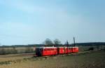 ØSJS (Østsjællandske Jernbaneselskab, Østbanen) Scandia-Schienenbuszug (Sm+Sb+Sp+Sm) bei Egøje (in der Nähe von Køge) am 24.