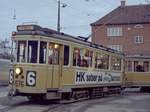 København / Kopenhagen Københavns Sporveje SL 6 (Tw 576 + Bw 1512) Valby, Ålholms Plads am 5. Februar 1969. - Scan eines Farbnegativs. Film: Kodak Kodacolor X.