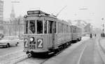 København / Kopenhagen Københavns Sporveje SL 2 (Tw 519 + Bw 15xx) København K, Christianshavn, Torvegade / Christianshavns Torv (torv: Markt(platz)) am 26. Februar 1969. - Scan eines S/W-Negativs. Film: Agfa L ISS.