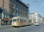 København / Kopenhagen Københavns Sporveje SL 7 (DÜWAG/Kiepe-GT6 873) København K, Centrum, Gothersgade / Nørre Voldgade im April 1971. - Scan eines Farbnegativs. Film: Kodak Kodacolor X.