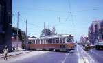 Alexandria SL 7 (Düwag GT6 821, ex-Kopenhagen KS 821) Al Wardiyan am 10. Juni 1974. - Da es in Al Wardiyan keine Wendeschleife gab, musste die Strassenbahn in einem Dreieck wenden. Auf dem Bild fährt der GT6 rückwärts zur Endstation, die sich links hinter dem Gebäude befindet.