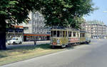 København / Kopenhagen Københavns Sporveje: Tw 573 + Bw 15xx als E-Wagen auf der SL 6. Ort: Østerbro, Jagtvej. Datum: Juni 1968. - Scan von einem Farbnegativ. Film: Kodacolor X.