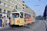 København / Kopenhagen Københavns Sporveje SL 2 (DÜWAG-GT6 890) Christianshavn, Christianshavns Torv im Juni 1968.