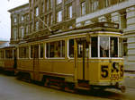 København / Kopenhagen Københavns Sporveje SL 5 (Tw 550 + Bw 15**) København V, Centrum, Ny Kongensgade / Vester Voldgade im Oktober 1970.