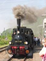 BR 89 7159, eine T3 steht am 28.04.2007 am Bahnsteig im Museum Bochum-Dahlhausen zur Abfahrt bereit, bzw.