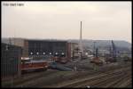 Blick am 9.10.1992 von der Straßenbrücke ins BW Saalfeld.