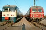 In der Mitte stand ich selbst: Das BW Tübingen glänzte am 31.12.1983 mit einem ET 427 101 und einem ET 425 421-5 (rechts).