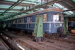 Das  hintere  Ende des Schienenenteisungstriebwagens der Hamburger S-Bahn am 21.08.1984 im Schuppen des Ohlsdorfer GSB-Bw.