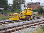 Fahrbare Hebebühne bei der Wochenendruhe,am 26.August 2017,in Bergen/Rügen.