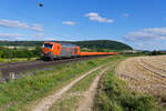 247 903 RTS mit einem Flachwagenzug bei Wettelsheim Richtung Ansbach, 05.08.2020