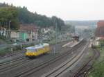 Ein Gleismesszug der Baureihe 725/726 durchfhrt am 24. September 2013 den Bahnhof Kronach in Richtung Lichtenfels.