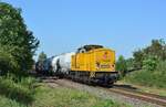 203 302-5 und 203 308-2 sind bei Bottmersleben mit dem Unkrautspritzzug unterwegs in Richtung Magdeburg und werden in Kürze Blumenberg durchqueren.

Bottmersdorf 25.07.2019