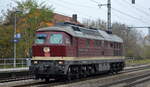 DB Bahnbau Gruppe GmbH, Berlin mit  232 223-8  (NVR:  92 801232 223-8 D-DB ) am 16.11.21 Durchfahrt Bf.