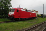 DB Systemtechnik 120 005-4 am 25.05.2013 beim Thüringer Eisenbahnverein in Weimar.