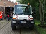 VGF Mercedes Benz Unimog U500 Kehrmaschine am Tag der Offenen Tür im Straßenbahn Museum in Frankfurt Schwanheim am 20.08.17