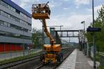 Bauarbeiten zur Elektrifizierung der Südbahn, Streckenabschnitt Biberach - Aulendorf.