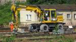 Gleisarbeiten am Gterbahnhof Wrzburg. Traumjob - immer Sonntags oder in der Nacht, denn sonnst rollen hier die Gterzge.