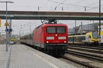 WEE 112 189-6 erreicht aus Donauwörth kommend mit dem RB89-Ersatzzug den Endbahnhof Aalen Hbf.