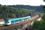 Br 426 (ET 004) als Westfalenbahn Paderborn Hbf - Herford mit Werbung  2000 Jahre Varusschlacht  am 19.06.09 auf dem Bekeviadukt bei Altenbeken.