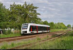 1648 454-4 (Alstom Coradia LINT 41) hat Einfahrt in den Bahnhof Aschersleben.