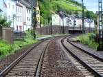 Blick aus Richtung Koblenz in den Bahnhof von Assmanshausen.