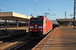 Durchfahrt am 05.11.2015 von 185 042-9 als Lokzug über Gleis 3 durch Basel Bad Bf in Richtung Basel Bad Rbf/BW Haltingen, nachdem sie einen Güterzug in den Rangierbahnhof von Muttenz brachte.