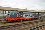 Am Nachmittag des 13.05.2016 stand Hector Rail 242.502 (182 502-5)  Zurg  abgestellt auf Gleis 96 im Badischen Bahnhof von Basel, nachdem sie einen Pilgerzug nach Lourdes  in die Schweiz gebracht