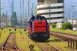 SBB Cargo MAK G1700 Am 843 094-4 am 11.07.23 in Basel Bad vom Bahnsteig aus fotografiert