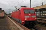 Ausfahrt am 02.05.2014 von der Hamburgerin 101 088-3 mit dem IC 60419 (Duisburg Hbf - Basel SBB)/ CNL 41419 (Amsterdam CS - Zürich HB)/ CNL 479  Komet  (Hamburg-Altona - Zürich HB) in Basel Bad Bf gen Basel SBB.