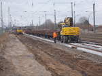 Bauarbeiten auf den Gütergleisen von Bergen/Rügen am 25.März 2017.Inzwischen sind die Arbeiten beendet.