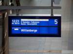 Zugzielanzeige des RE4 (RE 38234) von Ludwigsfelde nach Wittenberge. Planmige Abfahrtszeit ist 12:23. Berlin Hbf(tief) den 30.08.2008