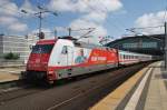 Hier 101 109-7 mit IC146 von Berlin Ostbahnhof nach Schiphol Airport, bei der Ausfahrt am 4.7.2012 aus Berlin Hbf.