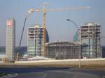 Der Berliner Hauptbahnhof mitten in den Bauarbeiten am 20.Januar 2006, fotografiert aus Richtung Bundeskanzlerinamt