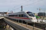 Hier 411 881-3  Horb am Neckar  als ICE1595 von Hamburg-Altona nach Berlin Ostbahnhof, bei der Ausfahrt am 30.4.2012 aus Berlin Hbf.