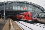 Hier ein RE1-Leerpark, bei der Durchfahrt am 15.12.2012 durch Berlin Hbf., in Richtung Berlin Zoologischer Garten.