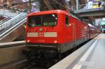 Hier 112 112 mit einem RE5 (RE4357) von Berlin Hbf. (tief) nach Lutherstadt Wittenberg, dieser Zug stand am 16.2.2013 in Berlin Hbf. (tief). 