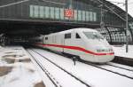 Hier 401 066-6  Gelnhausen  als ICE599 von Berlin Ostbahnhof nach Mnchen Hbf., dieser Triebzug stand am 10.3.2013 in Berlin Hbf.