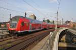 Hier ein RE1 (RE18130) von Frankfurt(Oder) nach Magdeburg Hbf., bei der Einfahrt am 27.7.2013 in Berlin Hbf.