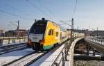 Hier 445 113-4 als RE2 (RE83962) von Wismar nach Cottbus, bei der Ausfahrt am 1.2.2014 aus Berlin Hbf.