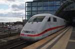 Hier 401 509-5  Bremerhaven  als ICE692 von Stuttgart Hbf. nach Berlin Ostbahnhof, dieser Triebzug stand am 6.4.2015 in Berlin Hbf. 