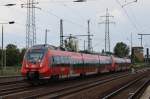 Hier 442 639-1 und 442 641-8 als Leerzug von Berlin Lichtenberg nach Wnsdorf-Waldstadt, bei der Durchfahrt am 28.6.2013 durch Berlin Schnefeld Flughafen, in Richtung Genshagener Heide.