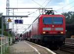 143 193-1 steht mit dem RE7 (RE 38892) nach Wnsdorf-Waldstadt bereit. Seine Reise begann in Dessau. Berlin Karslhorst den 13.09.2008