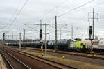 650 093 der RBB stellte am 09.01.22 in Bitterfeld einen Kesselwagenzug bereit.