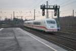 Am 20. Februar 2011 fhrt BR 402 „Templin“ durch Bochum-Ehrenfeld als ICE in Richtung Berlin.